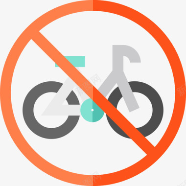 自行车信号禁止扁平图标图标