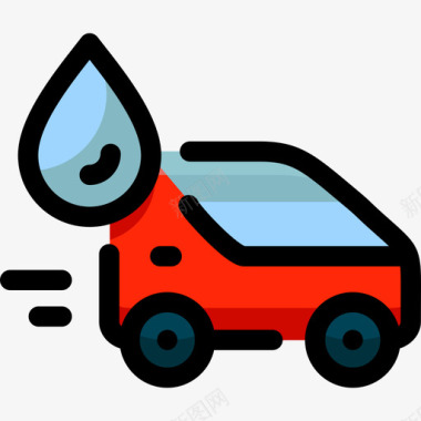 水滴汽车和驾驶线颜色图标图标