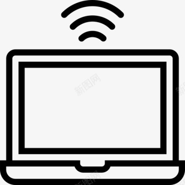 笔记本电脑通信和网络3线性图标图标