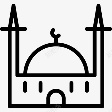 清真寺旅行52直线图标图标