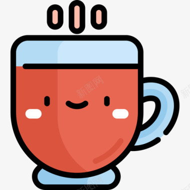 咖啡杯冬季7线性颜色图标图标