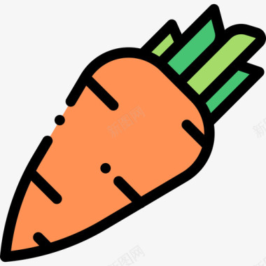 胡萝卜水果和蔬菜6线形颜色图标图标