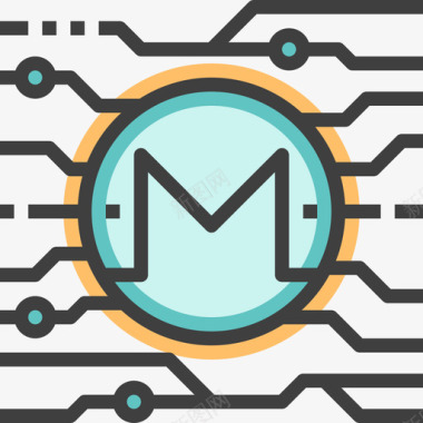 Monero加密货币区块链2线性颜色图标图标