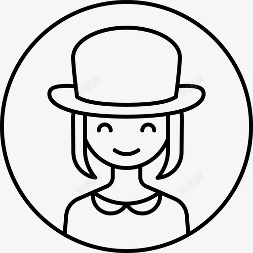 女孩头像帽子图标svg_新图网 https://ixintu.com 侧面 圈头像 头像 女人 女孩 帽子