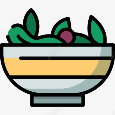 沙拉野餐6原色图标图标