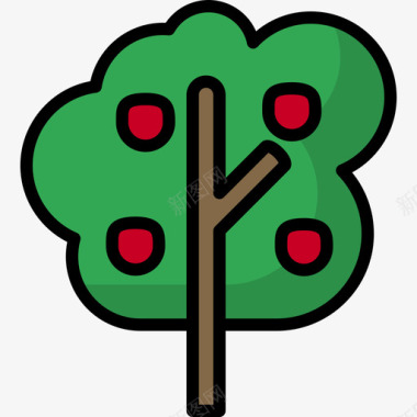 苹果树自然8线形颜色图标图标