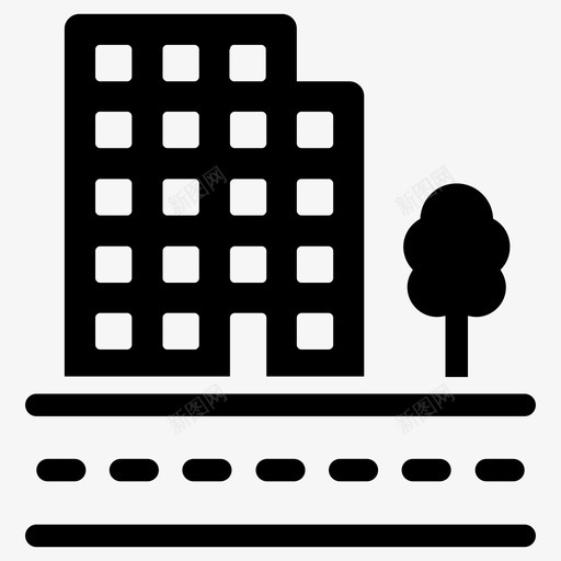 城市建筑小城市图标svg_新图网 https://ixintu.com 城市 城镇 小城市 建筑 树