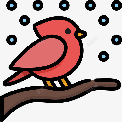 红衣主教冬季自然10线性颜色图标svg_新图网 https://ixintu.com 冬季自然10 红衣主教 线性颜色