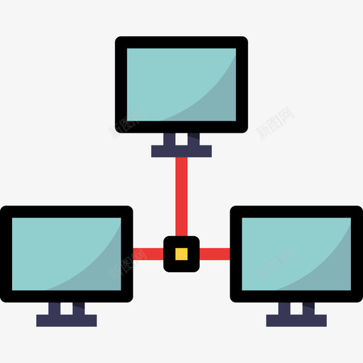 计算机连接3线性颜色图标svg_新图网 https://ixintu.com 线性颜色 计算机 连接3