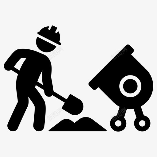 施工建造水泥图标svg_新图网 https://ixintu.com 劳工 工人 建造 施工 水泥 水泥搅拌机