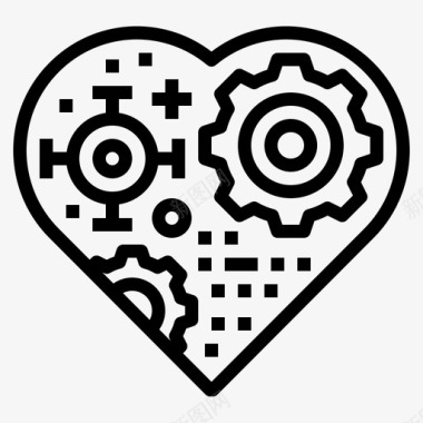 金属心脏人工智能装备图标图标