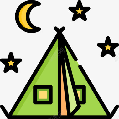 帐篷暑假5线性颜色图标图标