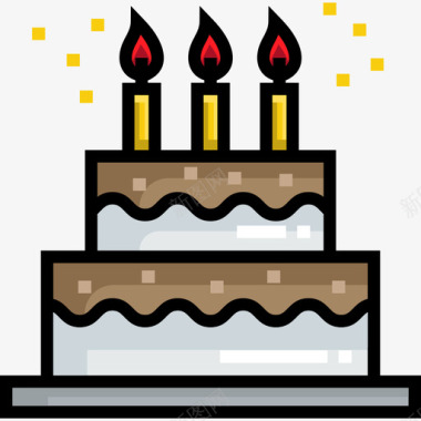 生日蛋糕面包店6线性颜色图标图标