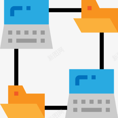 网络计算机与技术平面图标图标