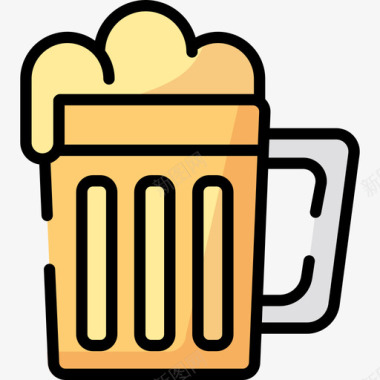 啤酒野餐6线性颜色图标图标