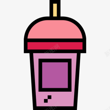 冰沙快餐27线性颜色图标图标