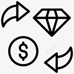 美元钻石财富资产现金储备图标高清图片