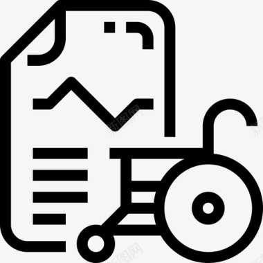 轮椅医疗保健2直线型图标图标