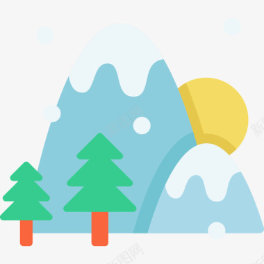 山地冬季运动13平坦图标图标