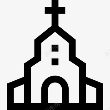 教堂建筑物和房地产直线型图标图标