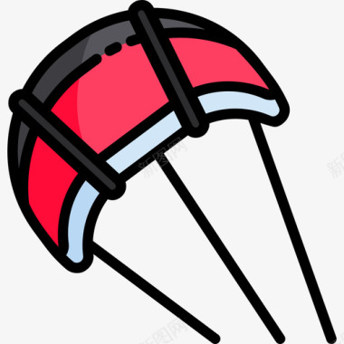 风筝冲浪夏季运动2线性颜色图标图标