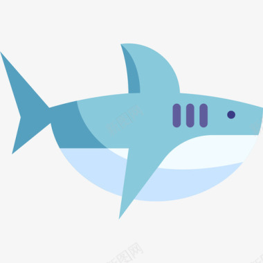 鲨鱼海洋生物14扁平图标图标