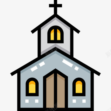 教堂在村庄4线性颜色图标图标