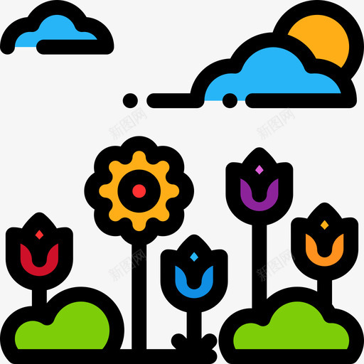 花卉城市元素7线性颜色图标svg_新图网 https://ixintu.com 城市元素7 线性颜色 花卉
