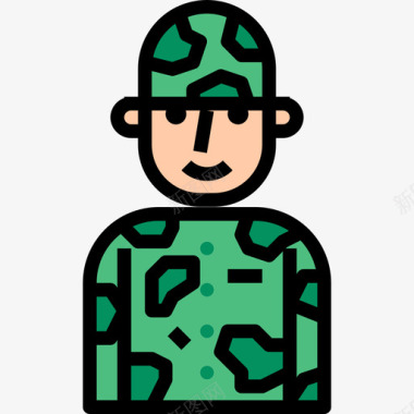 士兵职业化身5线性颜色图标图标