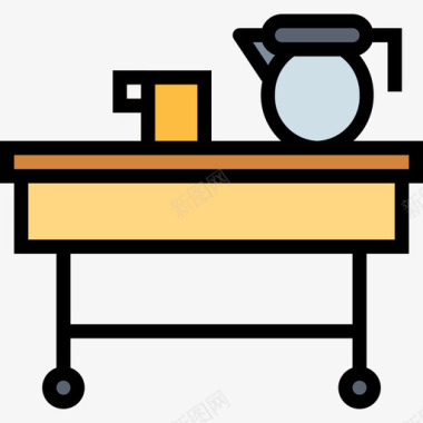 咖啡桌家具64线性颜色图标图标