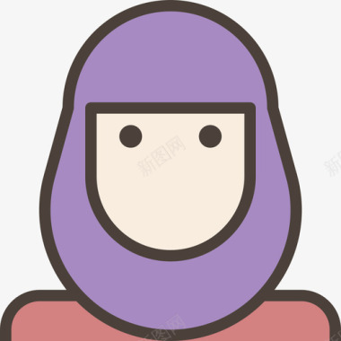 阿拉伯女人阿凡达41线性颜色图标图标
