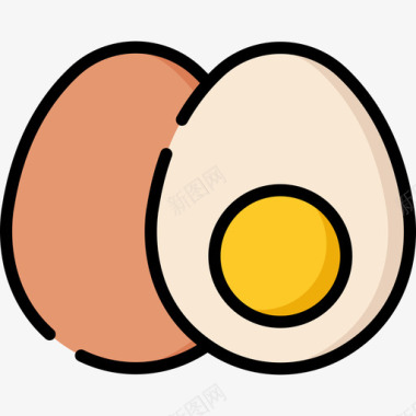 鸡蛋食物84线形颜色图标图标