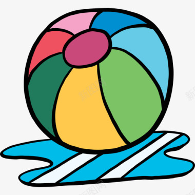 沙滩球夏季3彩色图标图标