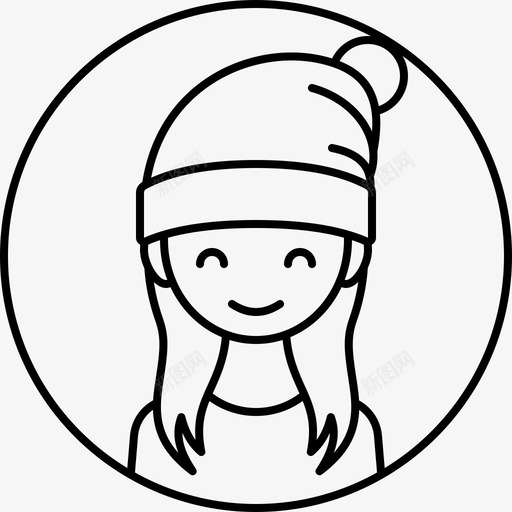 女孩头像帽子图标svg_新图网 https://ixintu.com 侧面 圈头像 头像 女人 女孩 帽子