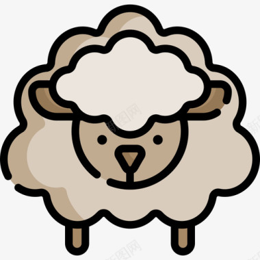 绵羊复活节35线形颜色图标图标