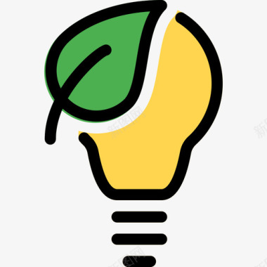 生态灯泡自然45线性颜色图标图标