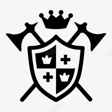 盾王冠徽章图标图标