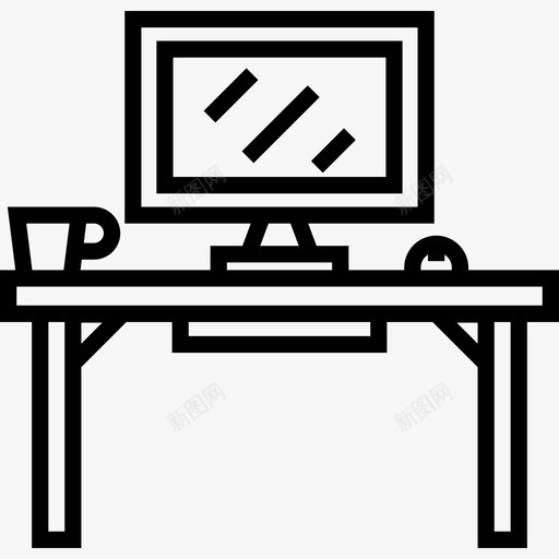 办公桌家用家具2直线型图标svg_新图网 https://ixintu.com 办公桌 家用家具2 直线型
