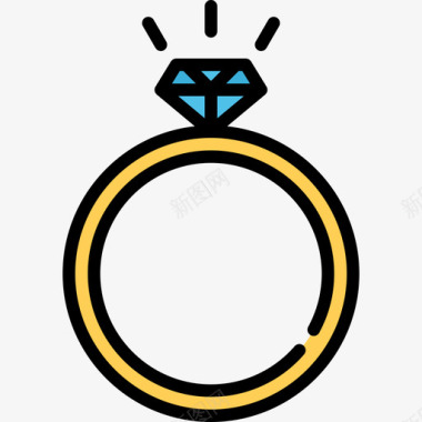 结婚戒指结婚79线性颜色图标图标