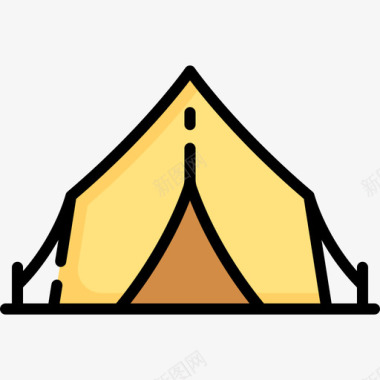 帐篷夏季8线性颜色图标图标