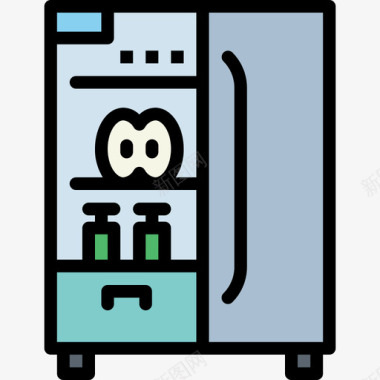 冰箱家具67线性颜色图标图标