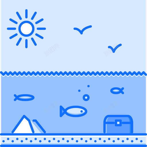 海滩旅游104蓝色图标svg_新图网 https://ixintu.com 旅游104 海滩 蓝色