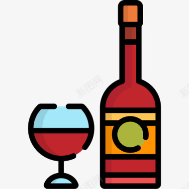 葡萄酒冬季23线性颜色图标图标