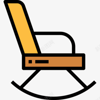 摇椅家具64线性颜色图标图标