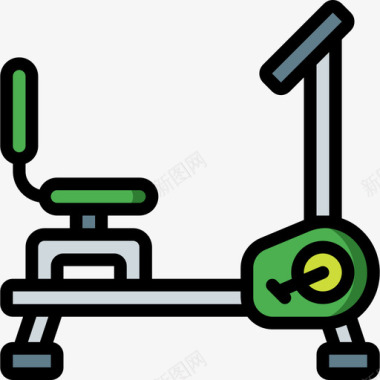 固定自行车健身器材13线性颜色图标图标