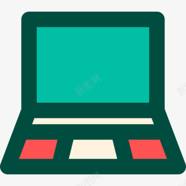 笔记本电脑电脑游戏3线性颜色图标图标