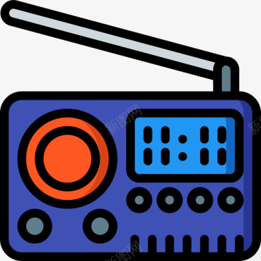 无线电通信6线性彩色图标图标