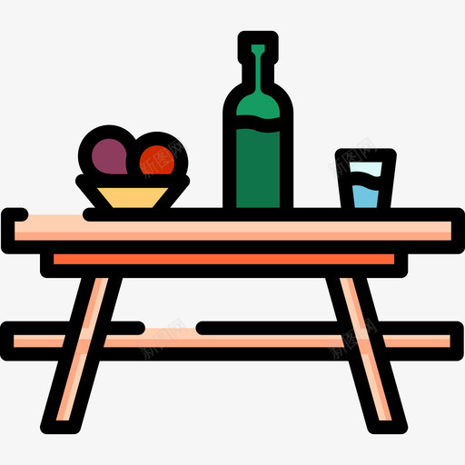 野餐桌野餐6线性颜色图标svg_新图网 https://ixintu.com 线性颜色 野餐6 野餐桌