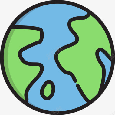 行星地球宇宙18线性颜色图标图标