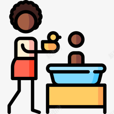 浴室家庭生活17线性颜色图标图标